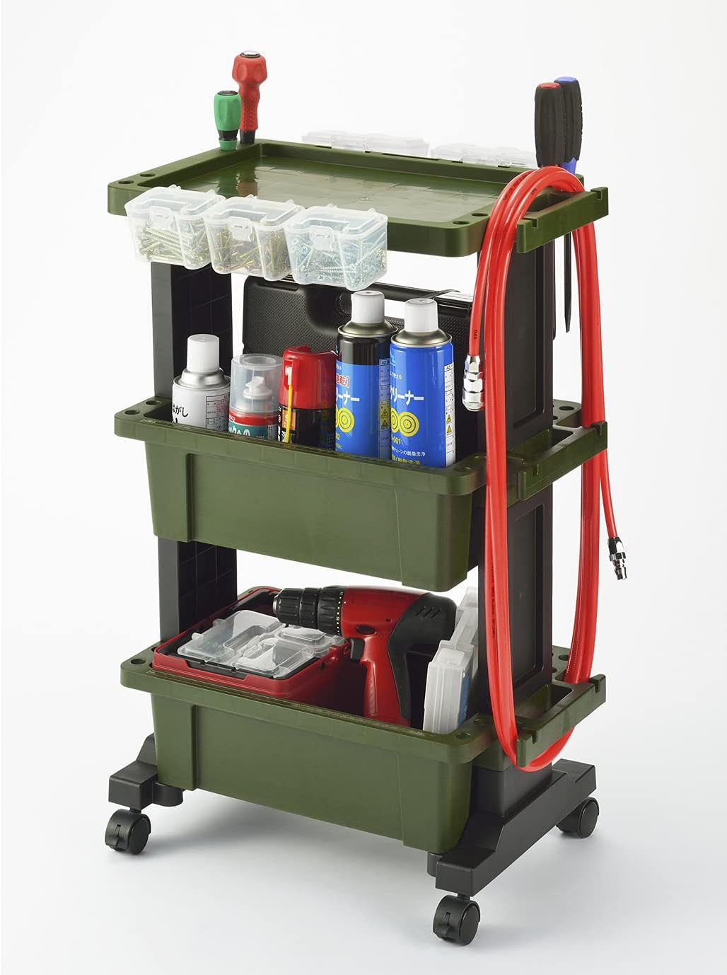 JEJアステージ(JEJ Astage) Tool Wagon, W49×D29.5×H75.5cm, Blackish Green