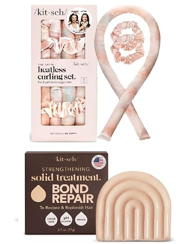 Kitsch Satinado sin calor Curling Set & Fortalecimiento Bond Repair Tratamiento sólido con descuento