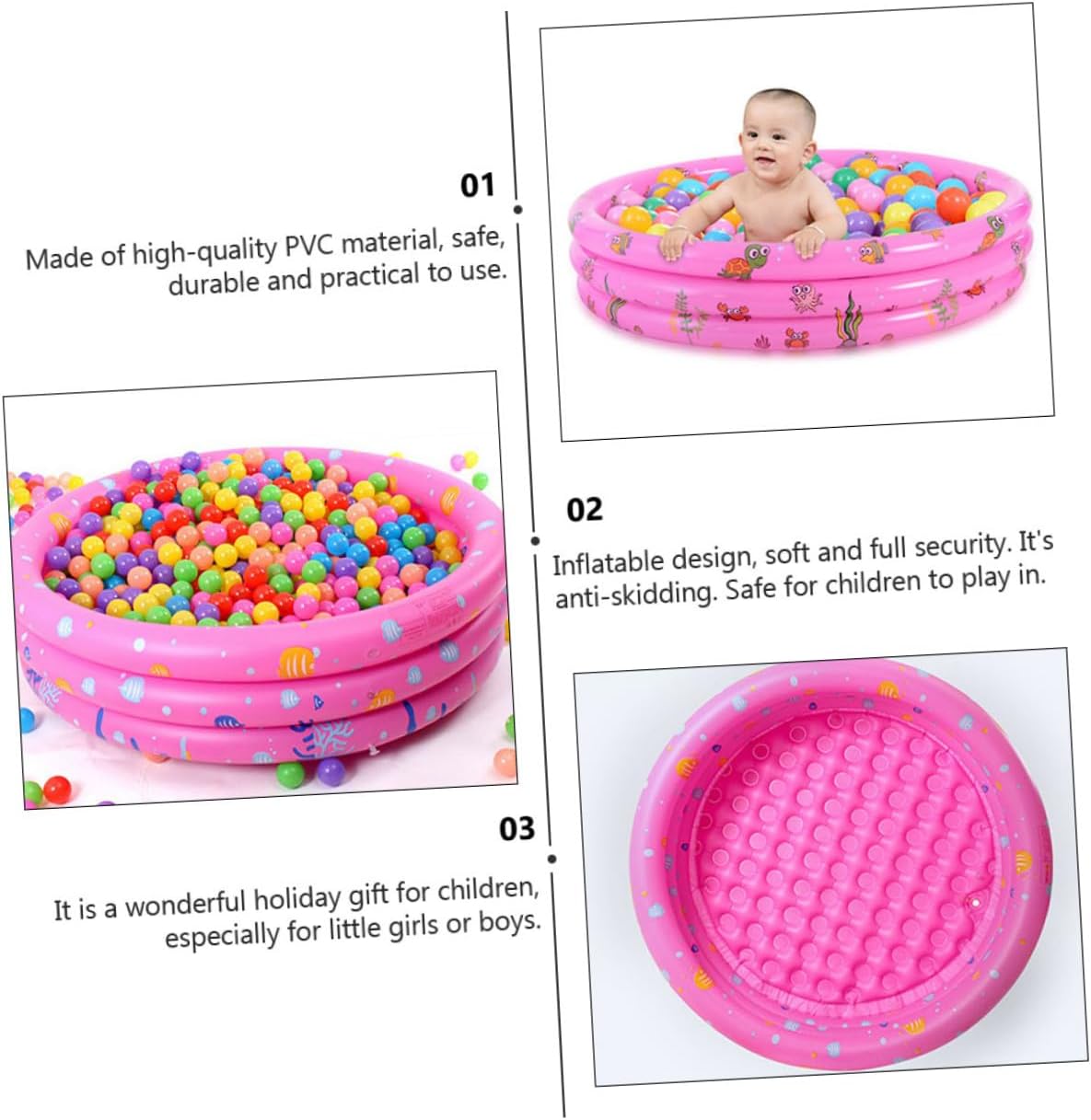 Inflatable Round Cartoon Swimming Pool for PVC Outdoor Water Pool Easy Inflate and Deflate for Backyard Summer Fun