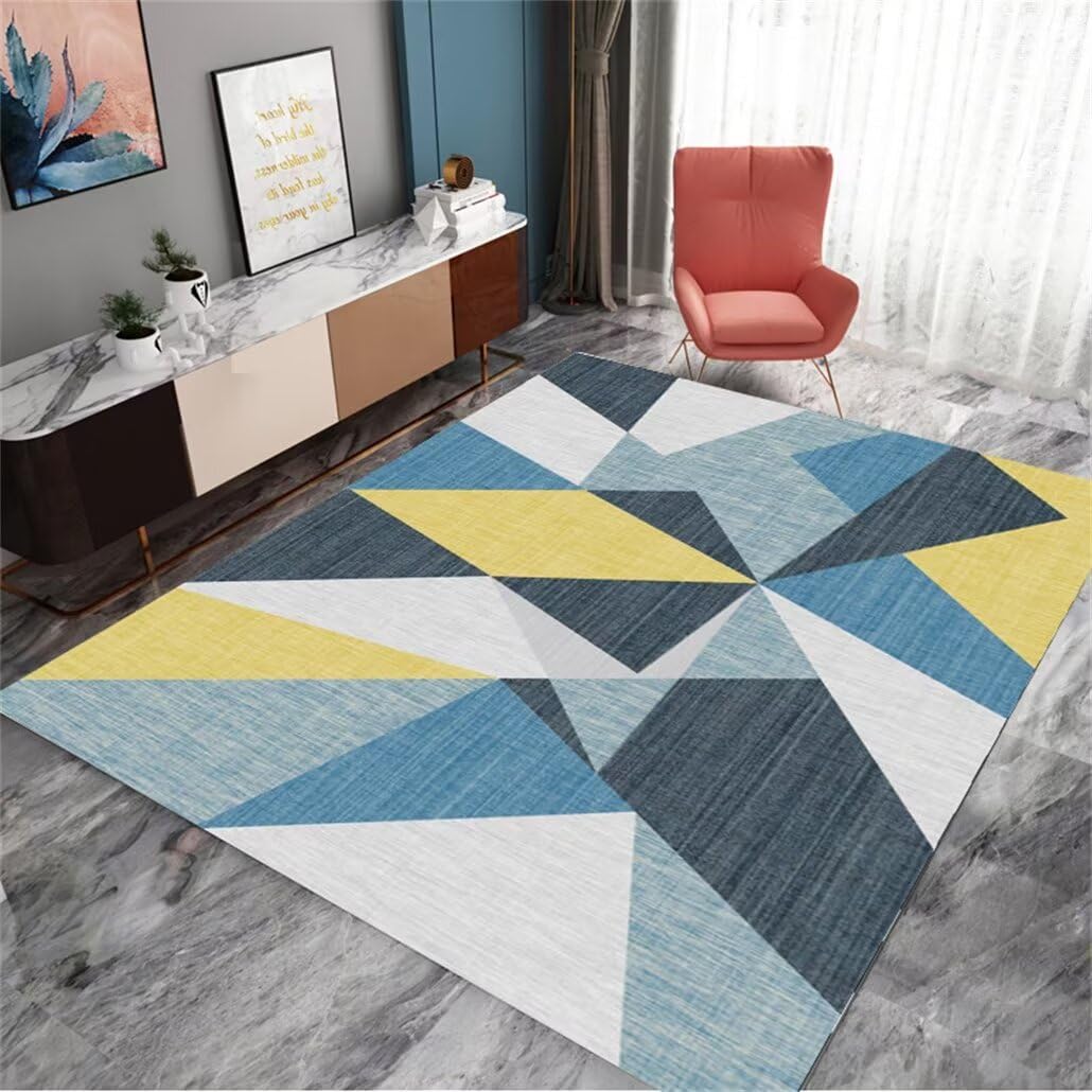Tapis de salon lavable et résistant à motif géométrique 200x250