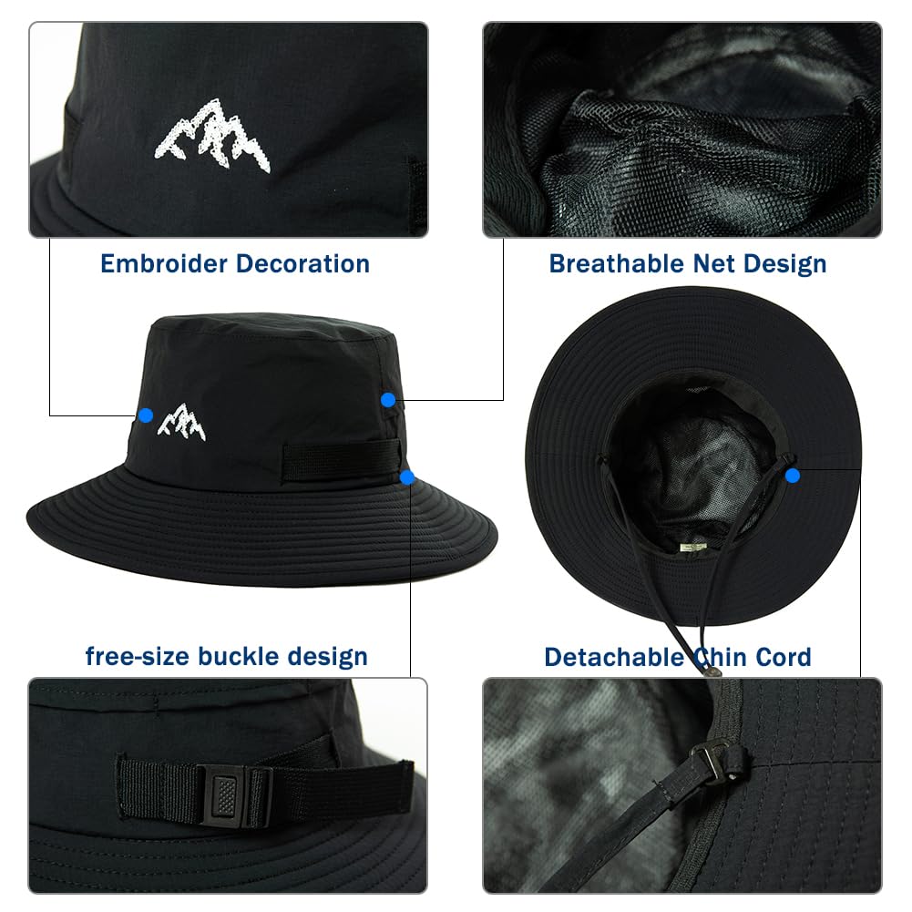 Comhats Sombrero impermeable para exteriores, para senderismo, golf, safari, pesca, senderismo, sombreros de lluvia, UPF 50+, ajustable, plegable, resistente al viento, 54-66 cm