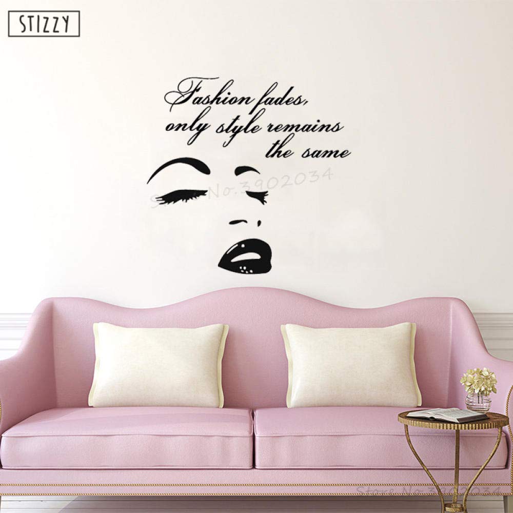 cooldeerydm Wall Decal Fashion Girl Beauty Salon Wall Sticker Removable Window Quote Sign Eye Lips Design Woman Spa Art Deco