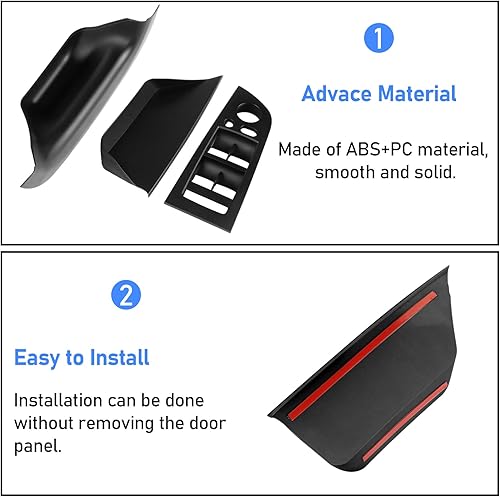 Miniatura 4 de Jaronx Compatible con BMW Serie 3 E90 LCIE91 LCI - Manija de puerta lateral del conductor 2008-2011, cubierta de manija de puerta a presión y panel