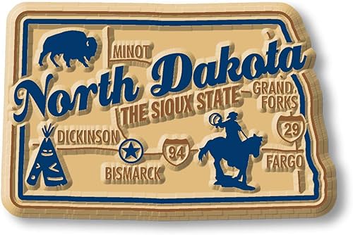Classic Magnets - Imán estatal prémium de Dakota del Norte, 2.6 x 1.7 pulgadas, recuerdos coleccionables fabricados en los Estados Unidos disponible en Yaxa Peru