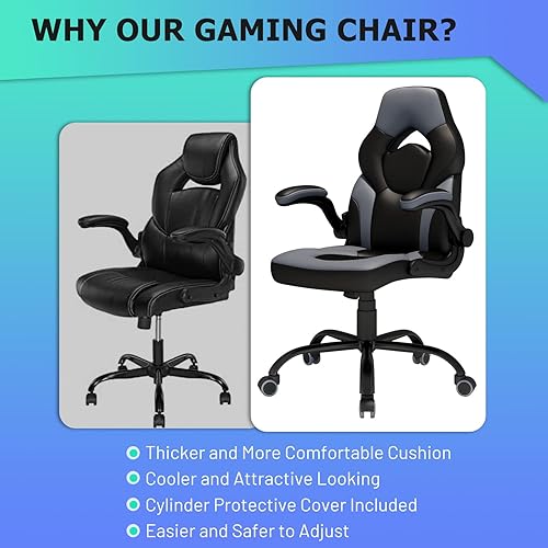 Miniatura 8 de Silla de juegos de oficina con reposabrazos abatibles silla ergonómica de juegos de computadora de cuero unido silla de escritorio giratoria de