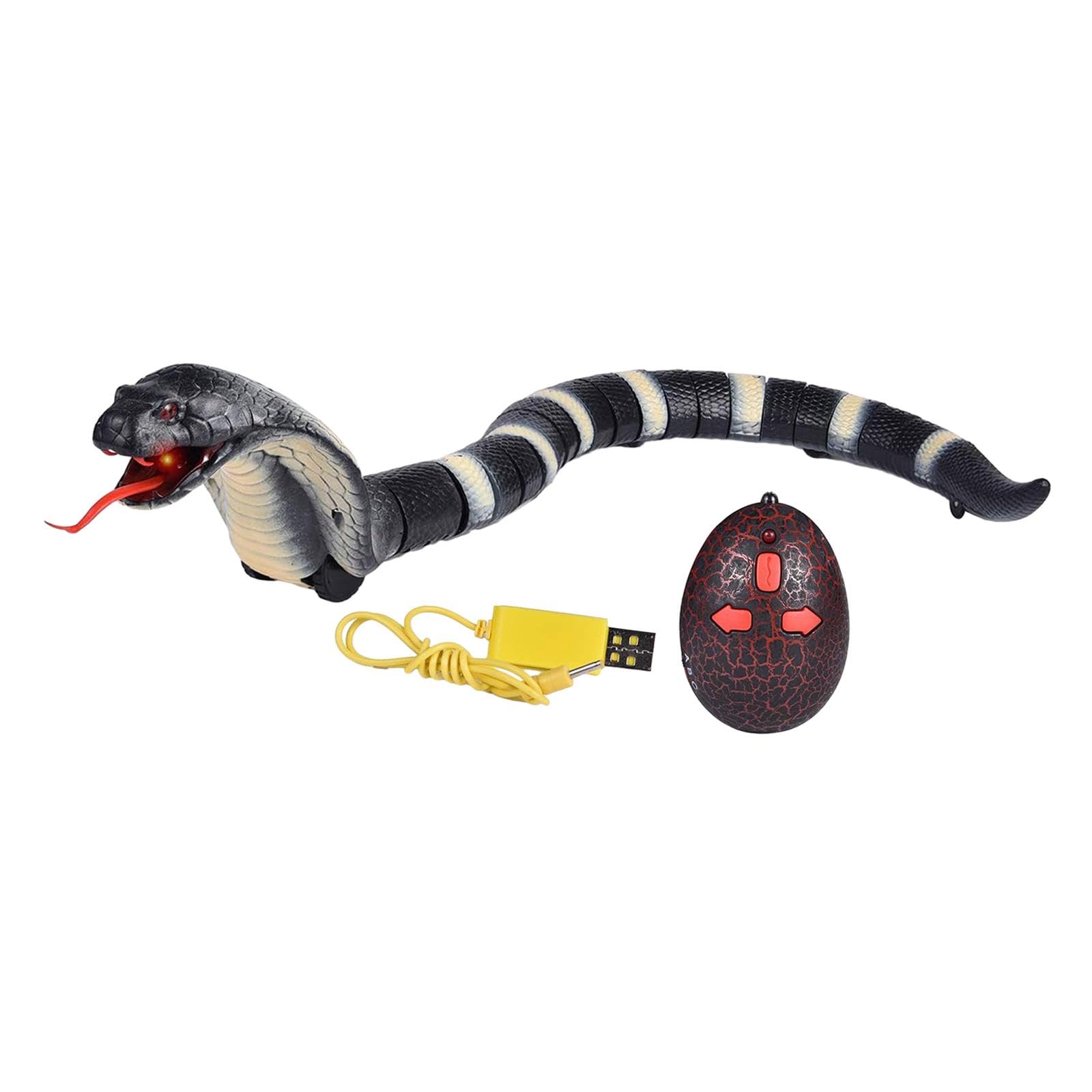 Perfeclan Serpent Télécommandé,Jouet Serpent à Capteur Intelligent, Jouet Farce RC Réaliste, Langue Rétractable et Queue Oscillante, électrique USB, Télécommandé pour Noël, Noir