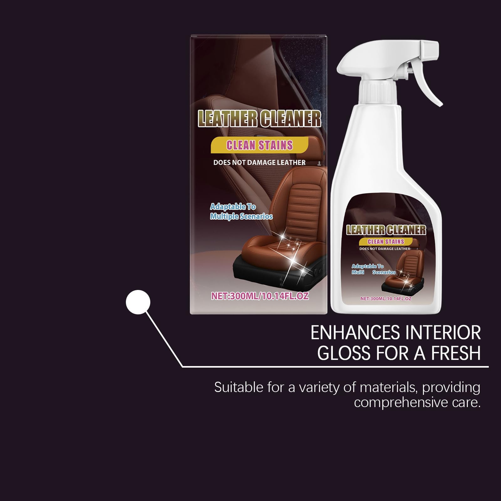 Auto-Lederreiniger- und Pflegeset, Multifunktionaler Schaumreiniger und Pflegemittel für den Autoinnenraum, Lederpflege für Autositze, Sofas & Möbel, Stellt Glanz wieder her & schützt, 300 ml (3pcs)