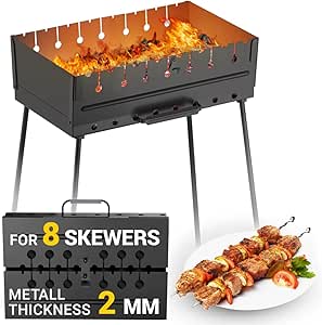 MHH Charcoal Grill for 8 Skewers Portable Barbecue 16.9