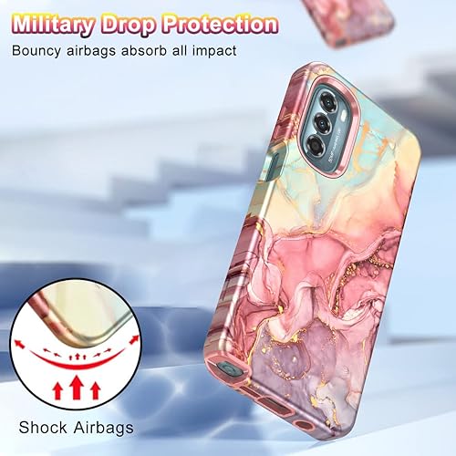 Miniatura 6 de Btscase Funda para Moto G Stylus 5G 2022 (no compatible con 4G), mármol 3 en 1 resistente a prueba de golpes, cuerpo completo, policarbonato duro y