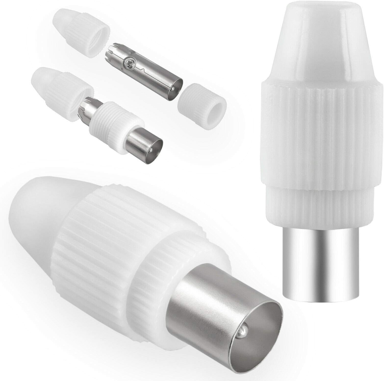 Antennenstecker Set - 4 Stück Kompressionsstecker Für TV Kabel DVB-T2 DVB-C