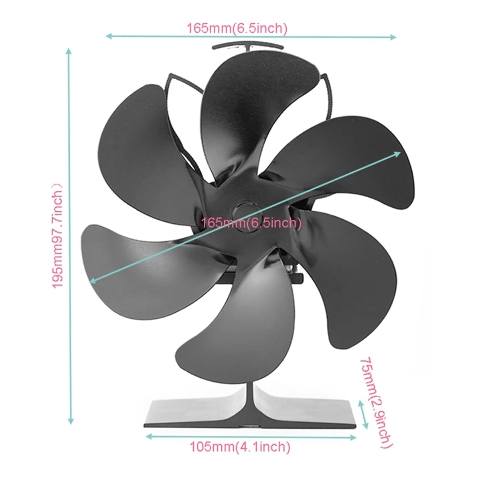 Ventilador De 6 Estufas Alimentado Por Calor Con Termómetro For Leña For Quemador Que Ahorra Espacio Y Dispersa El Manera Eficiente Vientos Fuertes(Bronze)