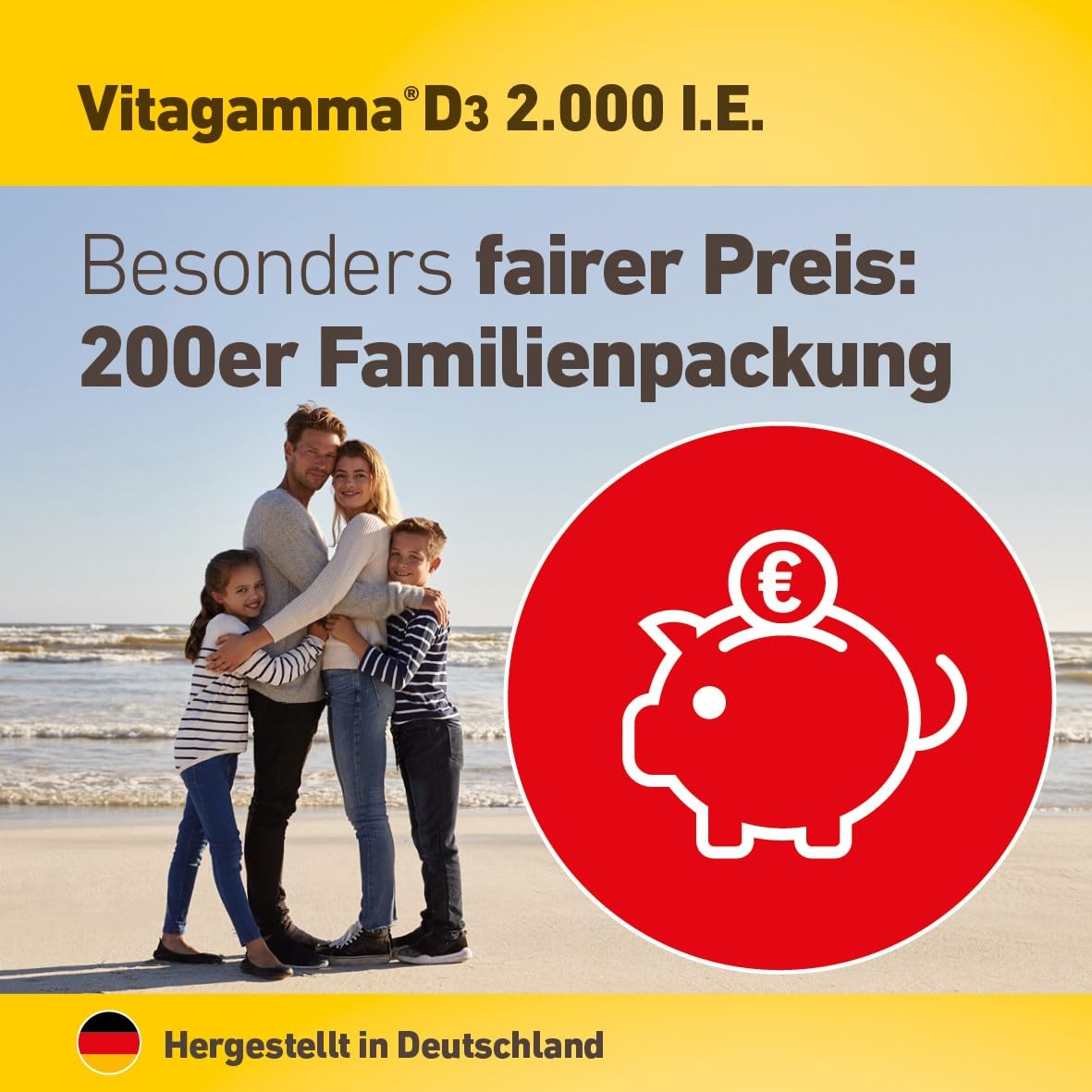 D3 2.000 I.E.: Sonnenkraft für Ihre Gesundheit, trägt zur normalen Funktion des Immunsystems bei - Einnahmeempfehlung: 1 Tablette alle 2 Tage - 200 Stück