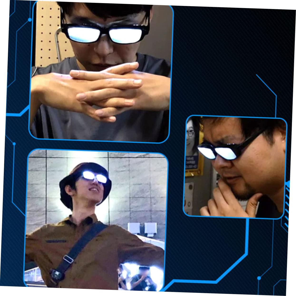 GALPADA Gafas Luminosas LED Carga USB para Carnaval y Fiesta, Ligeras y Cómodas, Diseño Divertido y Único en Plástico Negro