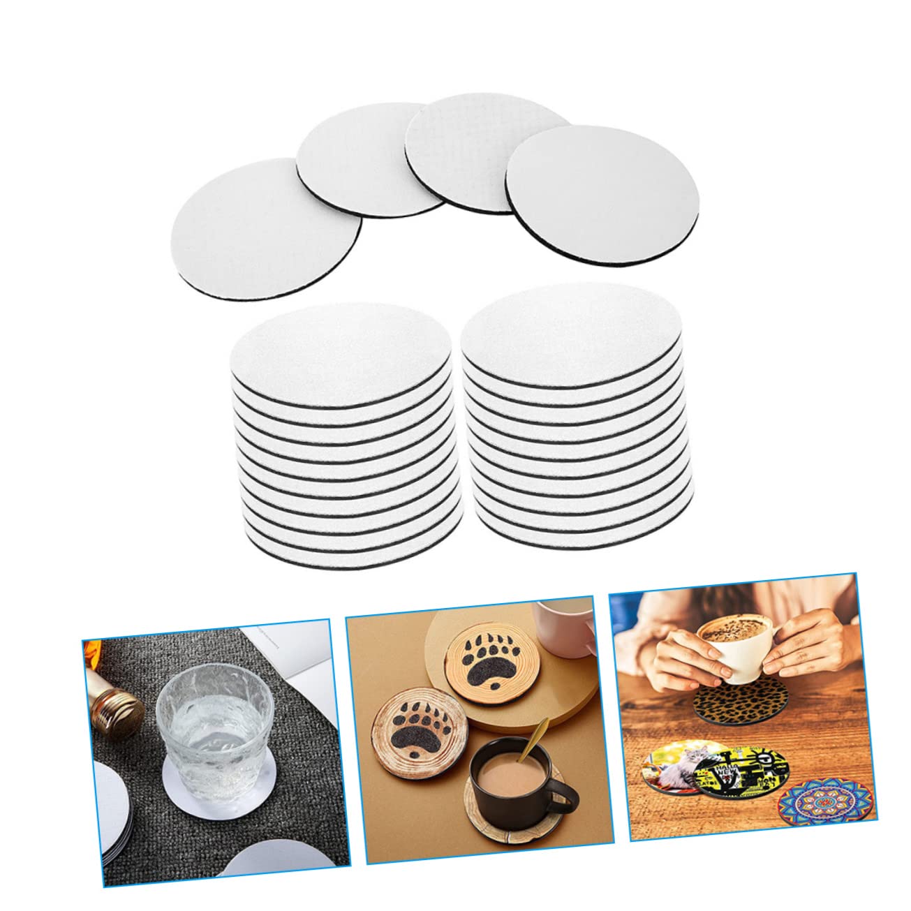 Cabilock 2 Series Posavasos De Sublimación Posavasos para Bebidas Rompecabezas Fiestas Tazas para Autos Dispensador De Cinta De Sublimación Banderines Pancartas Vasos Piezas*2