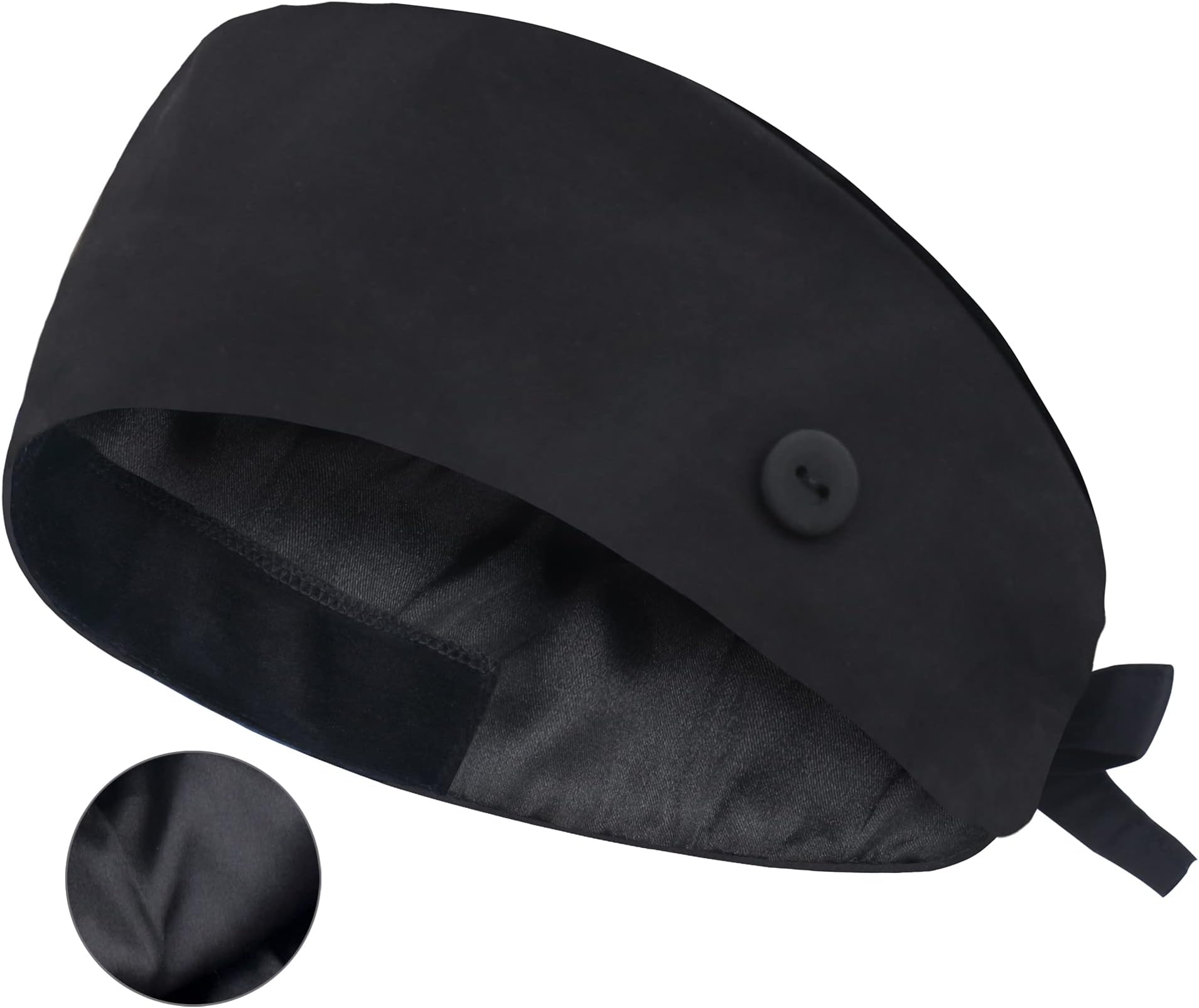QBA Adjustable Working Cap with Button, Cotton Working Hat Sweatband, Elastic Bandage Tie Back Hats for Women & Men, One Size