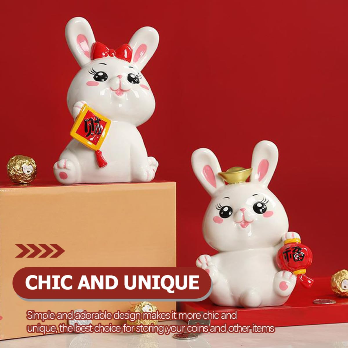 Homoyoyo Tirelire pour Ranger des Pièces et Décorer Chambre ou Bureau en Céramique de Lapin Blanc Adorable Style Simple et Créatif pour Garçon et Filles