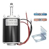 MAKERELE High Torque DC Motor 12V/24V 30W - 3500/7000RPM Permanent Magnet Electric Motor with Cable Connector and Mount, for DIY Generator (CW/CCW, XD-3420 Type, Threaded Shaft)