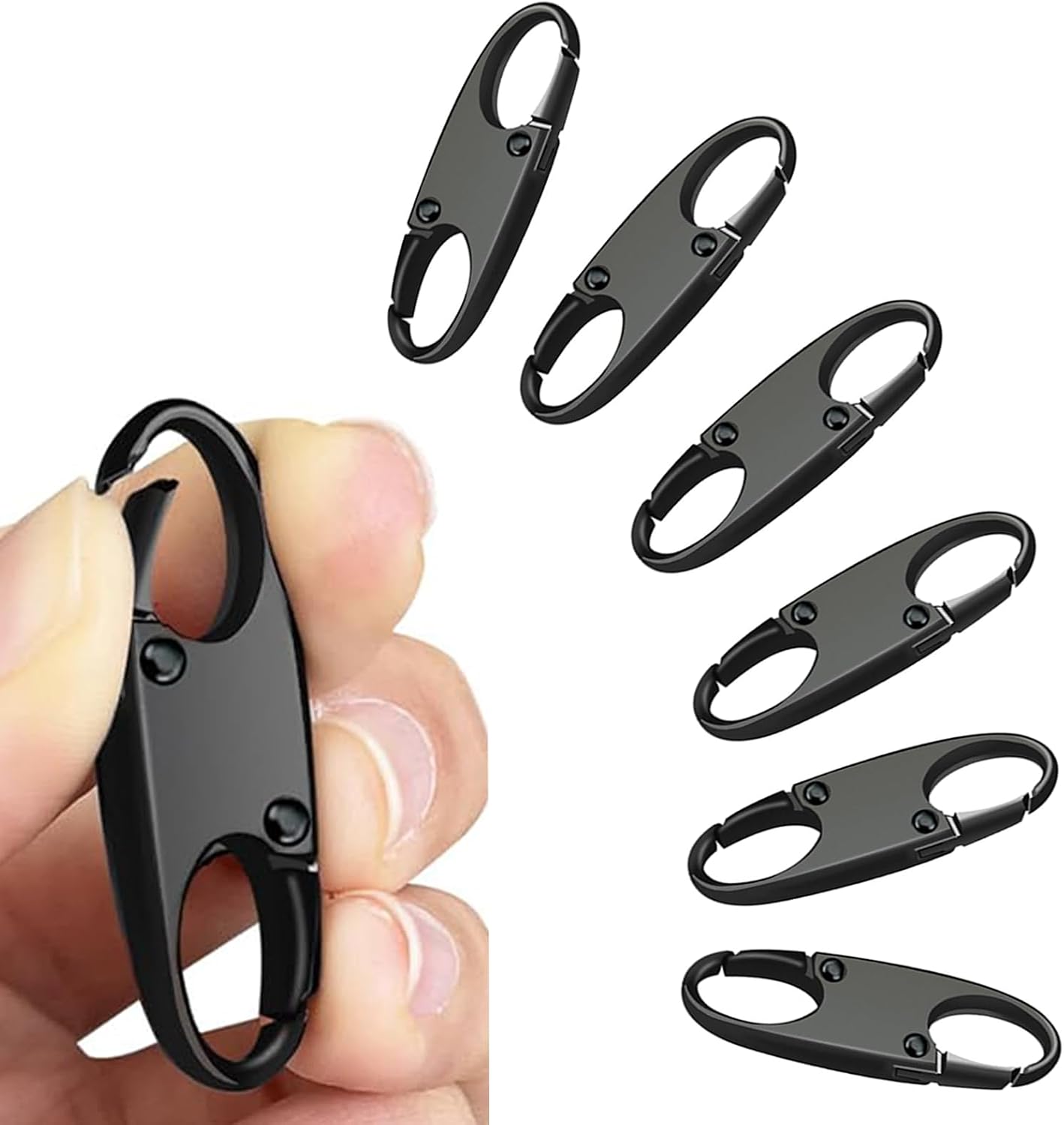 Metal Zipper Pull Replacement, Zipper Clips Anti Theft,Trip Secure Deterrent Clip for Luggage Purse Backpack(Black，6Pack)