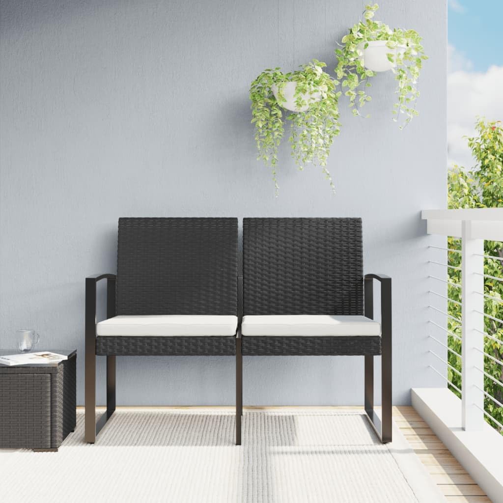 2-Seater Garden Bench Black and Anthracite,2Seater Garden Bench with Cushions – Modern Design for Outdoor Patios & Gardens Patio Furniture