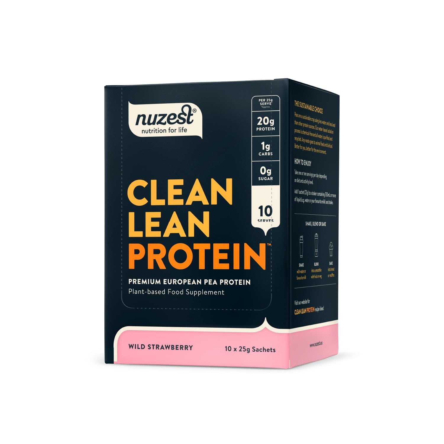 Vegan Protein Powders by Nuzest - Clean Lean Protein - Wild Strawberry - Plant Based Pea Protein Shake - Low Calorie & Low Carb - Gluten Free - Dairy Free - 25g x 10 (10 Servings)