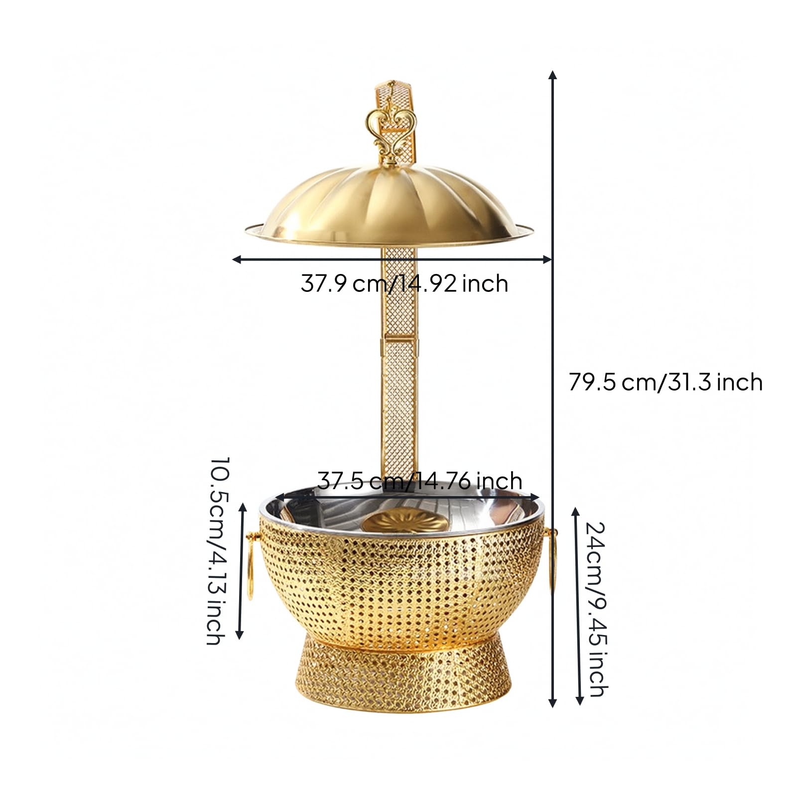kowaku Chafing Dish Acero Inoxidable Erguido Plato Calentador con Base corativo Bufera para es, Reuniones Familiares, Oro