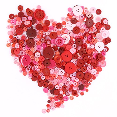 Rustark 650Pcs Red Series Resin Buttons Favorite Findings Basic Buttons 2 And 4 Holes Craft Buttons For Arts, Diy Crafts, Decoration, Sewing - Sizes Range From 0.28 To 1.18 Inch (Red Line) #TOP3