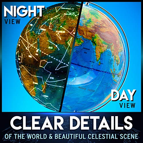 Get Life Basics Illuminated Globe Of The World With Stand - 13 Inch Tall 3In1 World Globe, Constellation Globe Night Light, And Globe Lamp With Built-In Led, Easy To Read Texts, And Non-Tip Base #TOP4