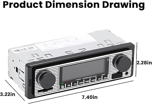 Miniatura 2 de Estéreo clásico para automóvil con Bluetooth, llamadas manos libres y control de voz, radio FM, reproductor de MP3, puerto USBSDAUX, carga rápida,