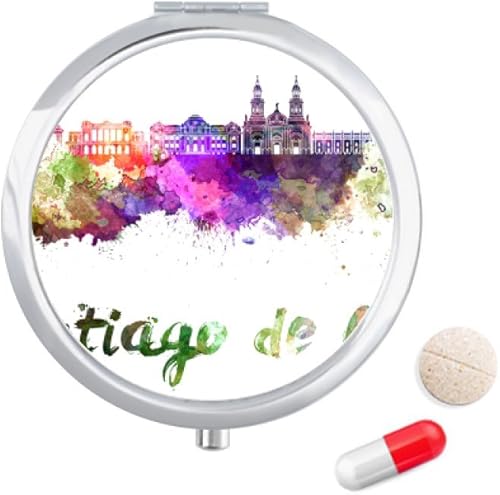 Santiago De Chile City Watercolor Pill Case Pocket Medicine Storage Box Container Dispenser