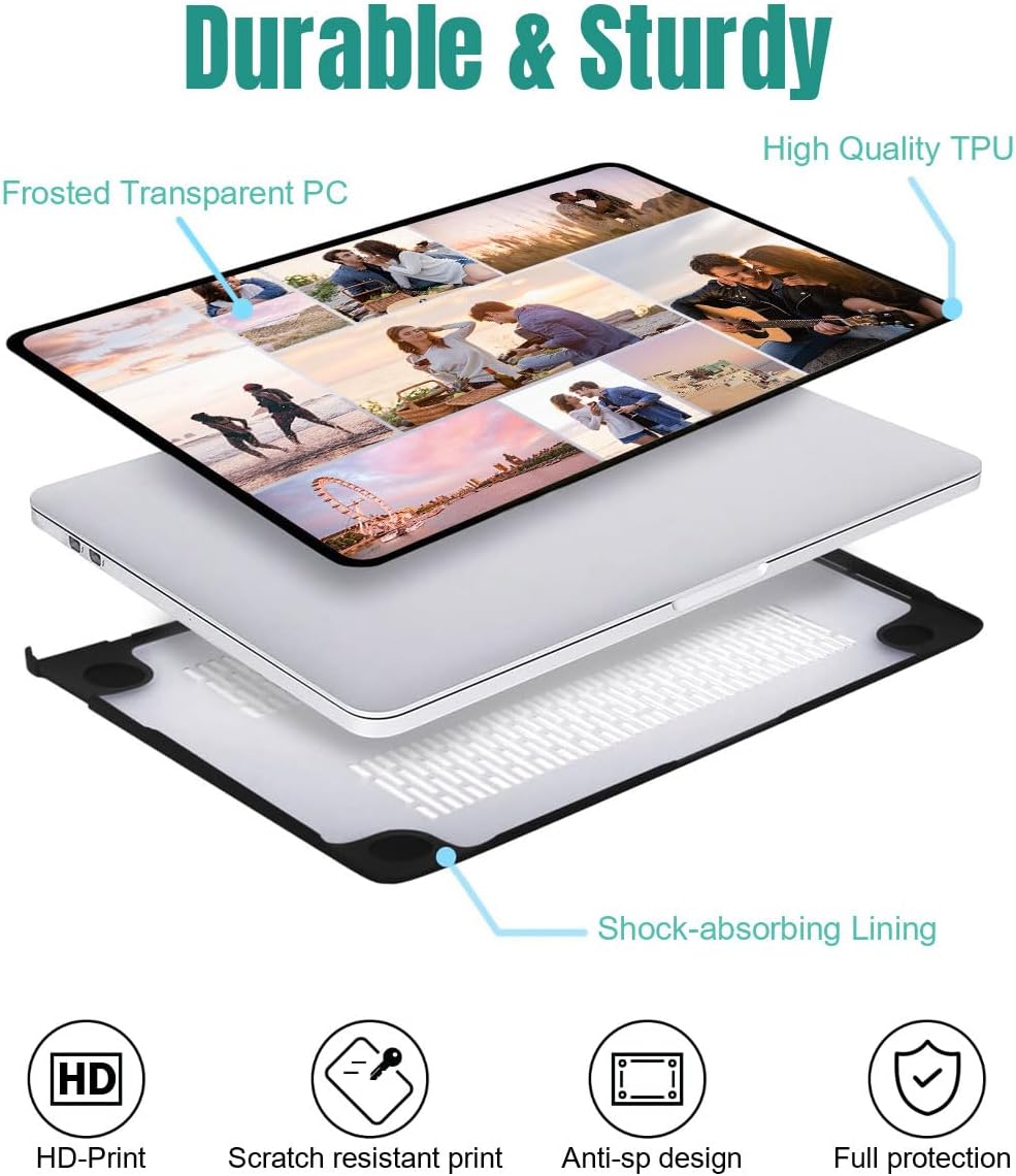 Customized Gift,Personalized Case for MacBook Air 13 inch A3449 M5 2026 A3240 M4 2025 2024 2023 M3 A3113 M2 A2681,Custom Collage Photo Pictures Cover for Mac 13.6", Plastic Hard Shell, Clear