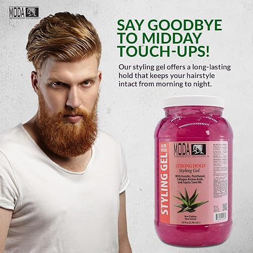 Miniatura 7 de MODA - Gel para el cabello Strong Hold Styling - Nutre y repara con glicerina, queratina, pantenol, colágeno y vitamina E - Máxima sujeción, larga