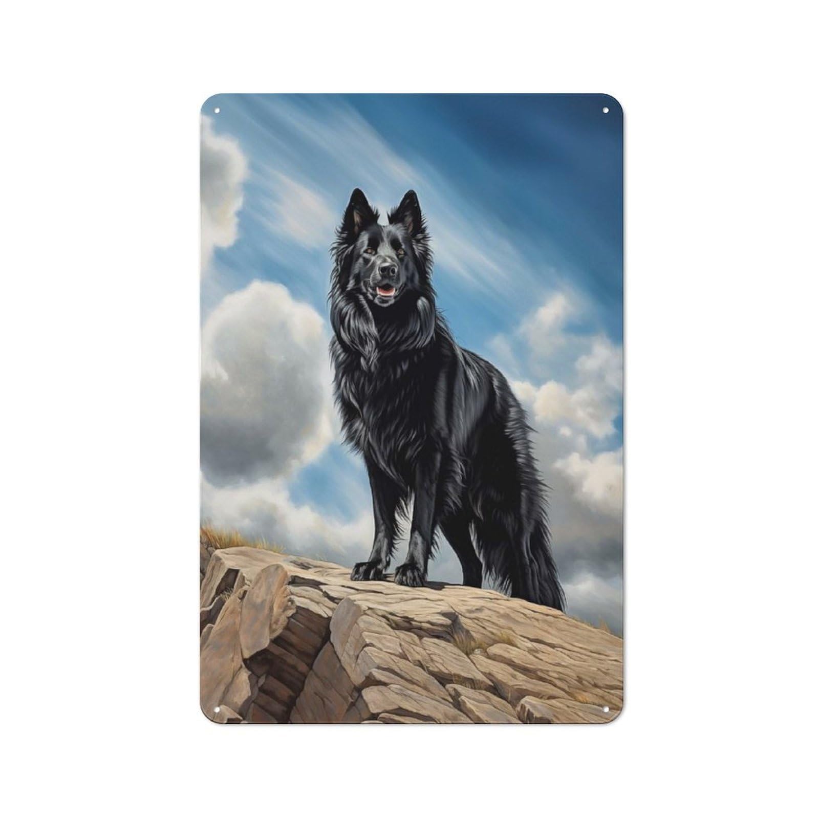 Junmoney Style-2 Vintage Tin Sign 30X20cm With Black Old German Shepherd For Garage Or Workshop, For Metal Sign Collectors, For Cafés, Pubs And Restaurants