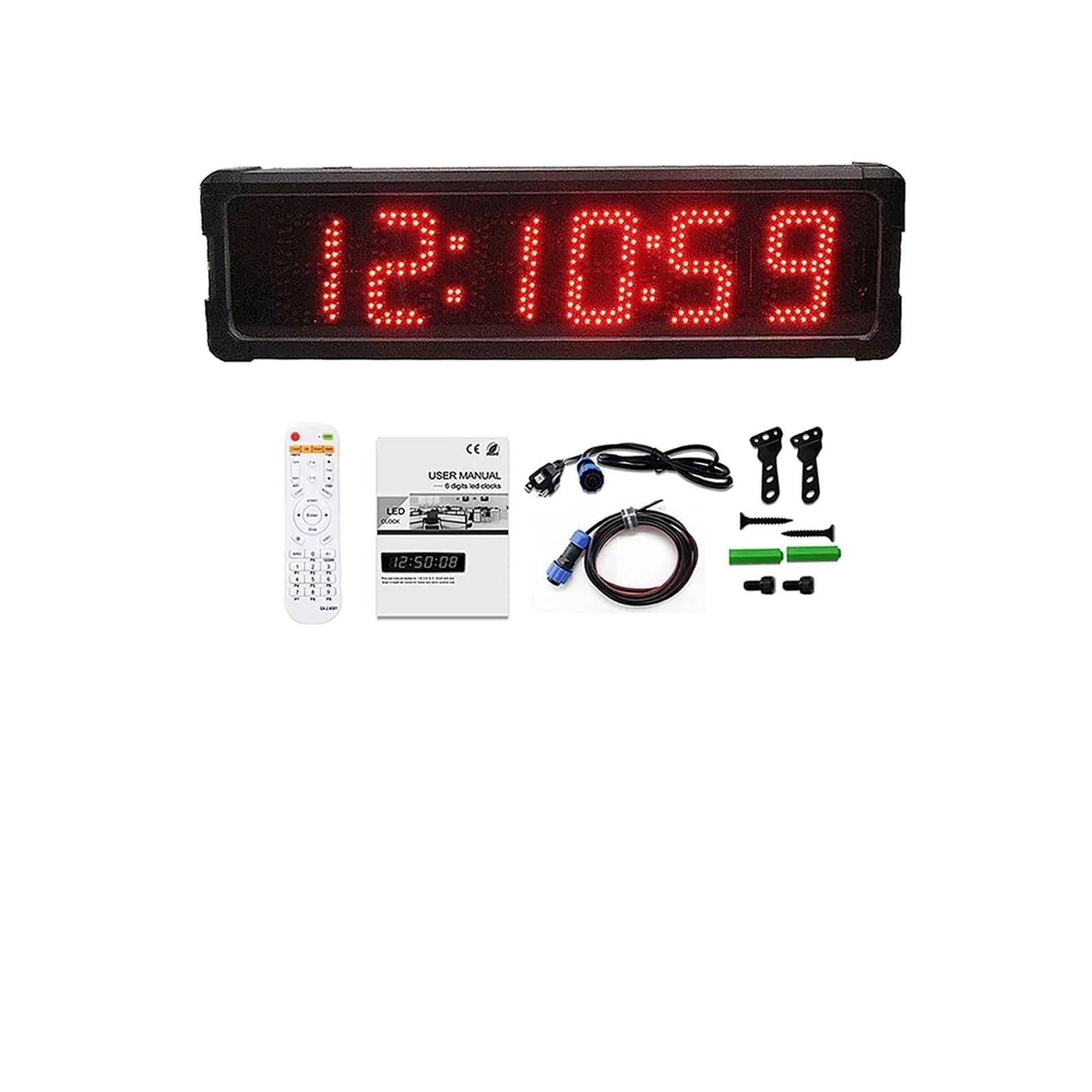 Timer palestra, Orologio digitale con conto alla rovescia di grandi dimensioni, 5 pollici, telecomando a 6 cifre, lega alluminio(Suit A)