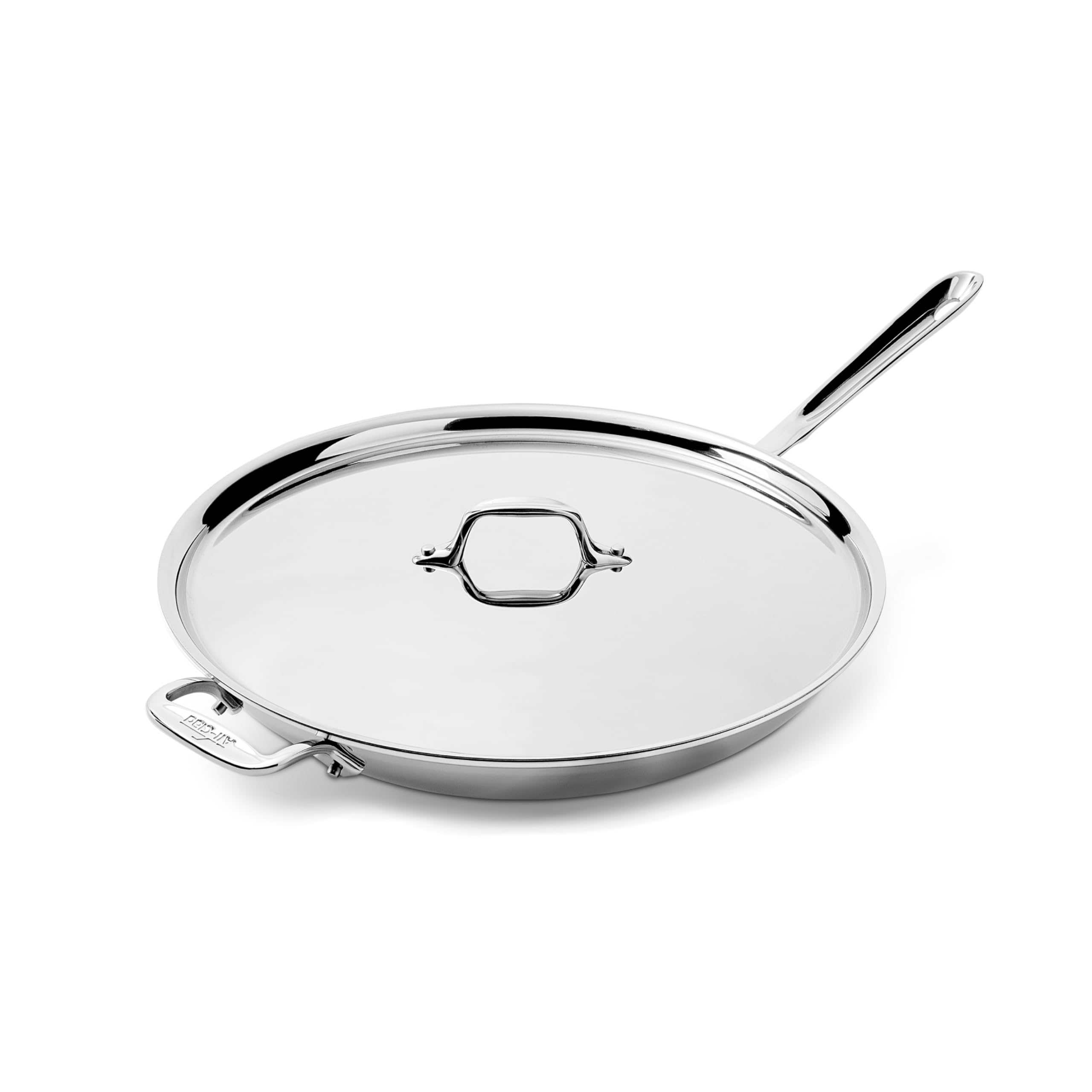 D3 3-Ply Stainless Steel Fry Pan, 14 Inch, Induction, Oven Broiler Safe 500F, Lid Safe 350F, Pots and Pans, Cookware, Silver