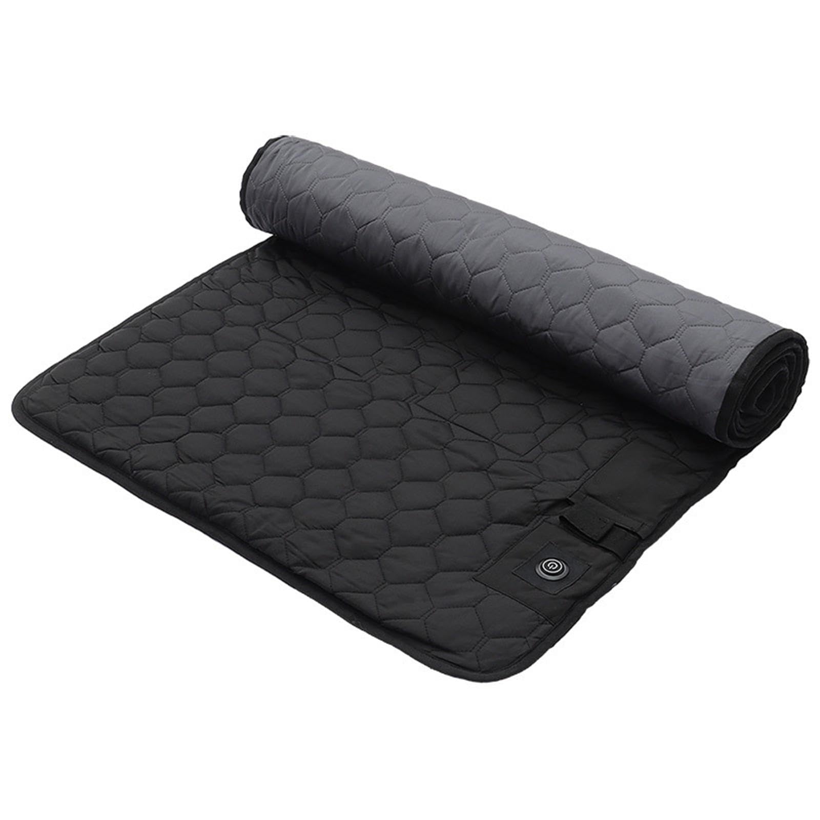 Milageto Almohadilla térmica eléctrica con bolsa de almacenamiento, saco de dormir portátil y cómodo para el invierno, para deportes al aire libre, acampadas y, Negro Y Gris