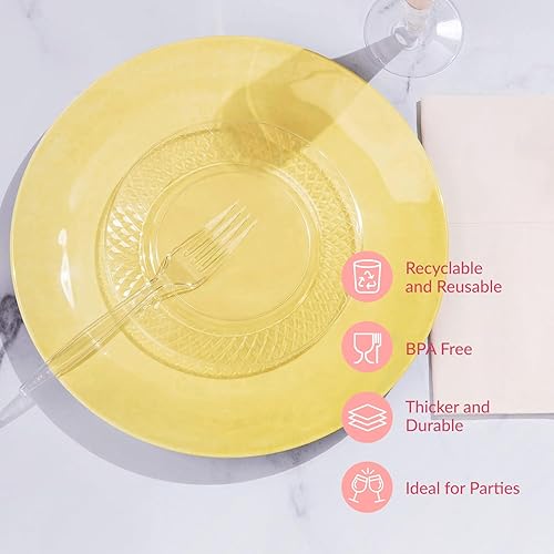 Vista 23 de Prestee Paquete de 100 tenedores de plástico plateado resistentes – Elegantes tenedores desechables – Juego de cubiertos plateados de plástico