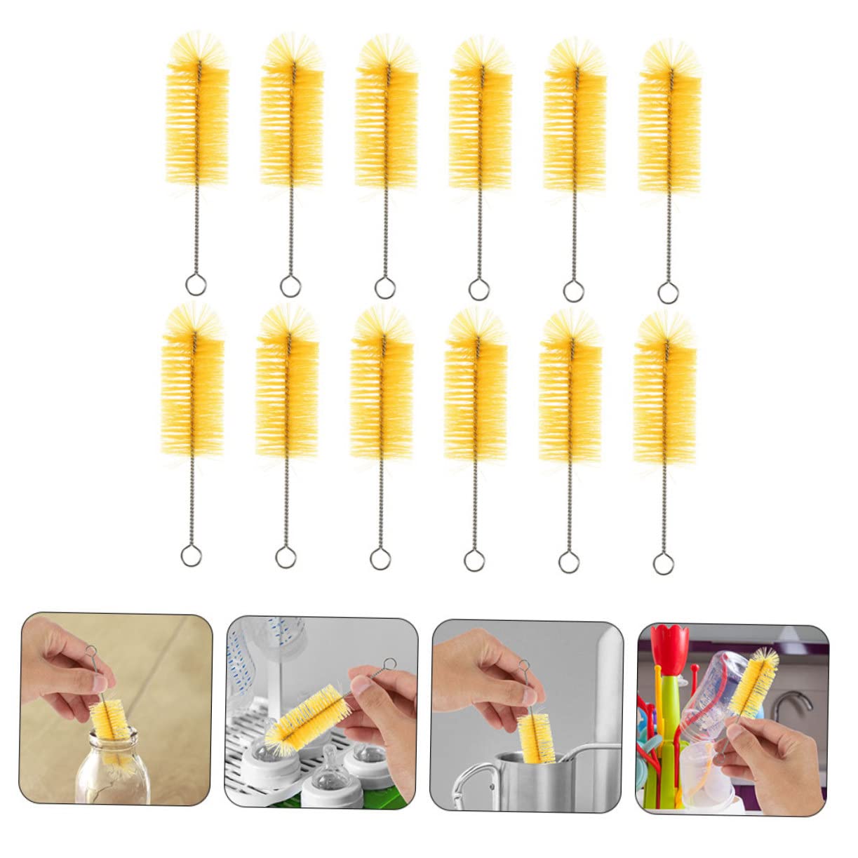 Didiseaon Juego De 4 Cepillos Portátiles De Diseño Ergonómico Limpiador De Biberones Multifunción Seguro para Biberones Material Uso Diario Fácil De Almacenar 12 Unidades X 4