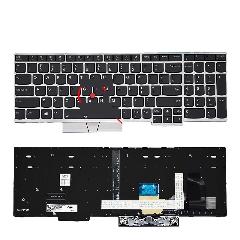 Clavier ThinkPad E580 E590 T590 argenté avec rétroéclairage disposition US