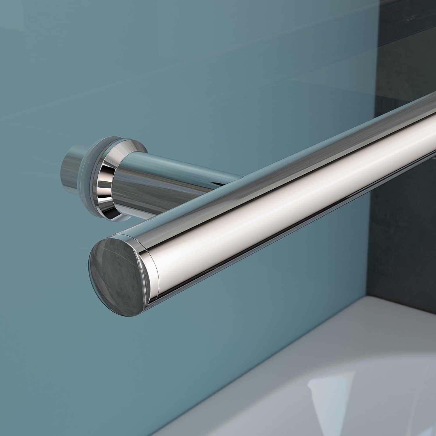 VeeBath RST035 - Pannello per vasca da bagno in vetro temperato con bordo curvo, 6 mm, cromato