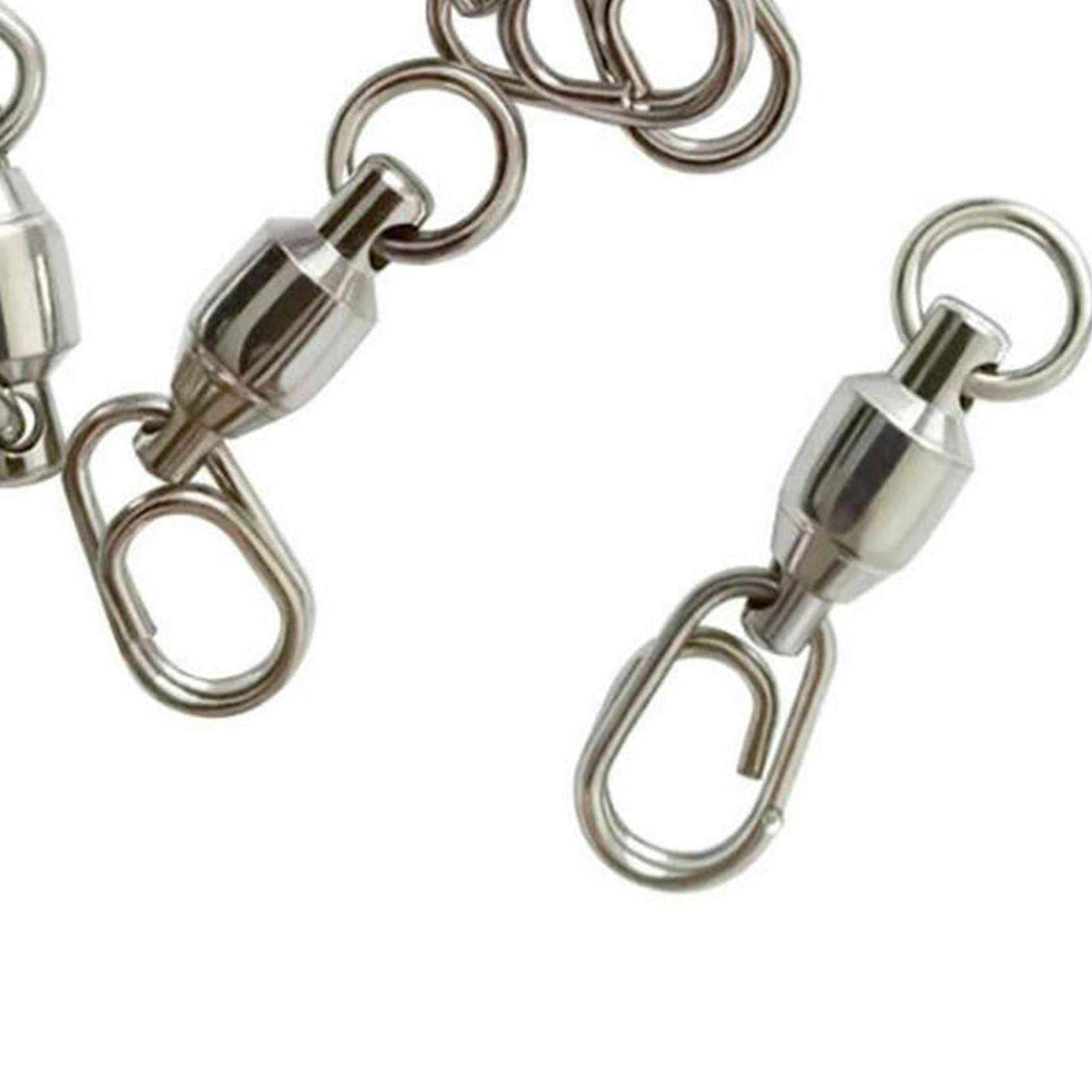 Lot de 10 émerillons de pêche à roulement à billes avec clip en acier inoxydable, connecteur Tackle 3, style 3