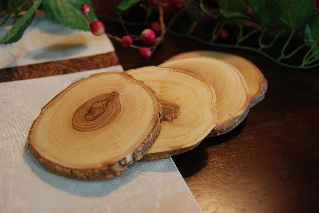 From The Earth - Handmade Olive Wood Natural Coaster Set of 4 - Fair Trade