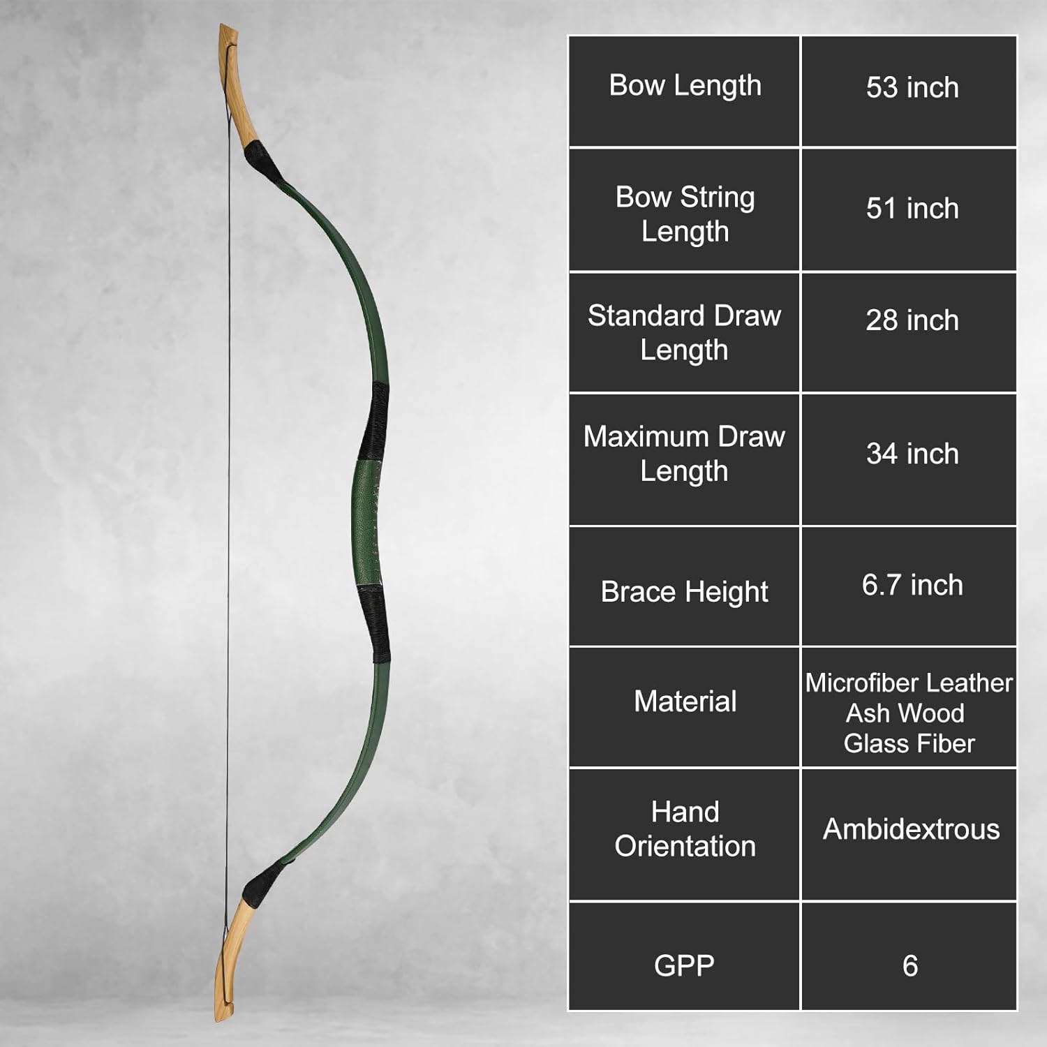 AF Archery Fiberglass Recurve Bow, 53" Traditional Horse Bow, Mounted Archery and Precision Shooting,Suitable for Entry Into Adults Youth Beginners Enthusiasts and Hunting, 20-60 lbs