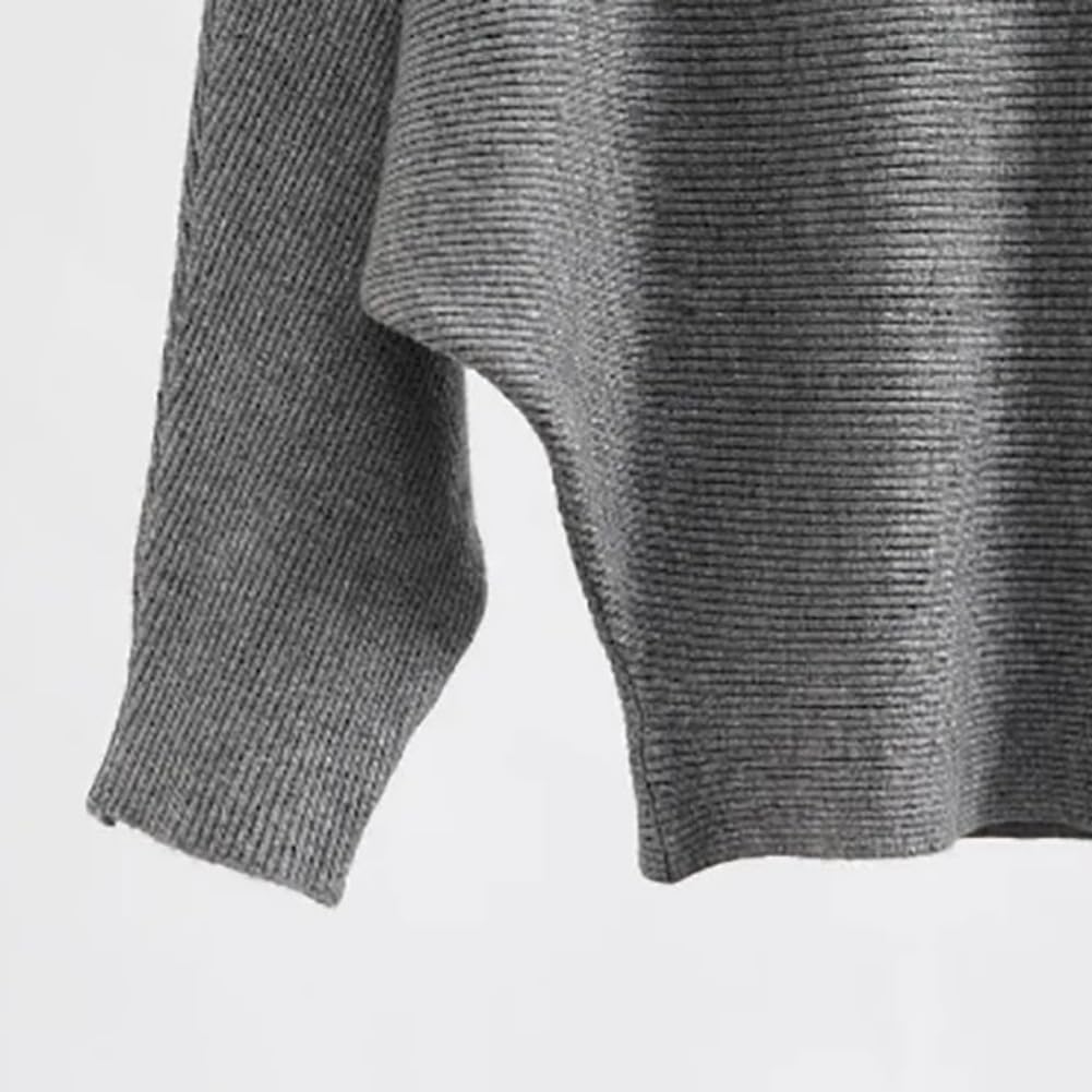 Generisch Damen-Strickpullover mit U-Boot-Ausschnitt und Fledermausärmeln, leichte Pullover-Oberteile, Einheitsgröße
