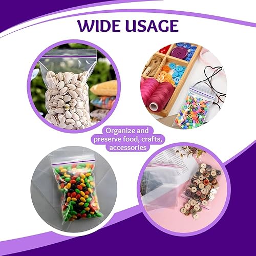 Miniatura 5 de Bolsas de plástico transparente con cierre de cremallera, bolsas resellables de 4 x 5 pulgadas, bolsas transparentes con cierre de cremallera de 2