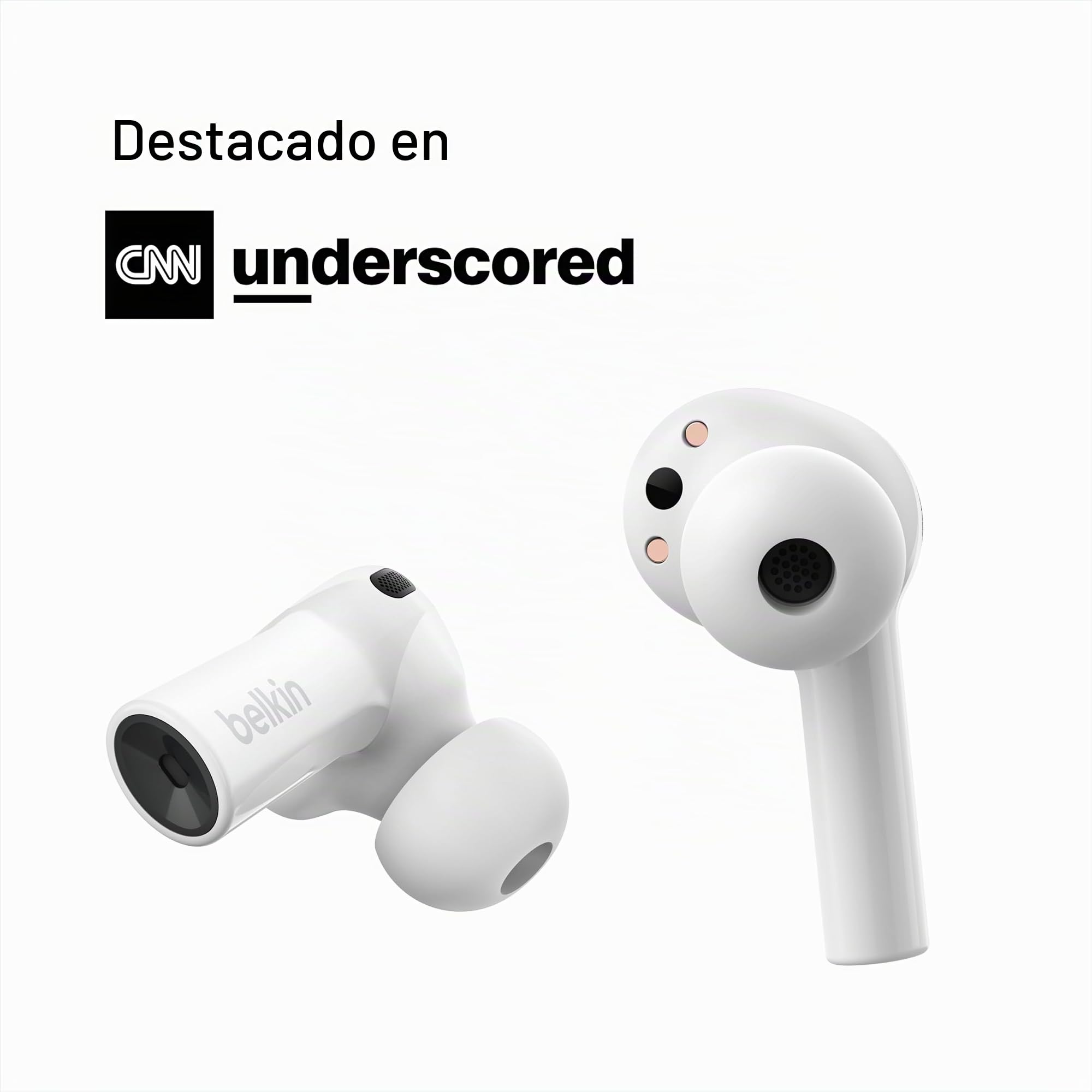 Belkin auriculares inalámbricos Bluetooth, cascos True Wireless SOUNDFORM Freedom con estuche de carga inalámbrica, resistencia IPX5 a las salpicaduras de agua y sudor, iPhone y Android, blancos
