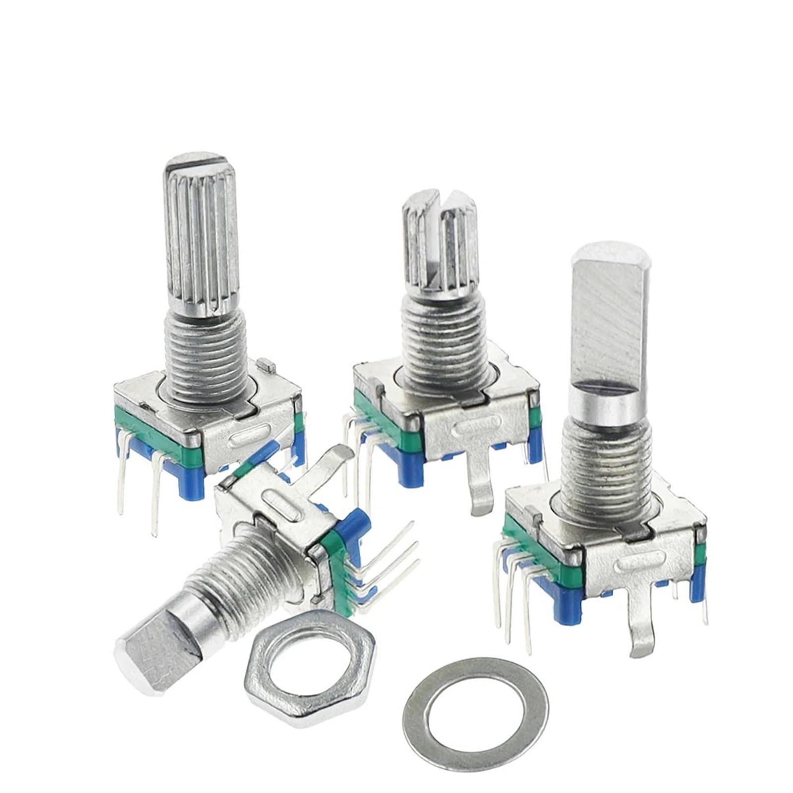 Encoder rotativo a 360 gradi a 20 posizioni EC11, 5 pin, impugnatura lunga 15/20 mm, con interruttore a pulsante integrato, 2 pezzi(15mm Half shaft)
