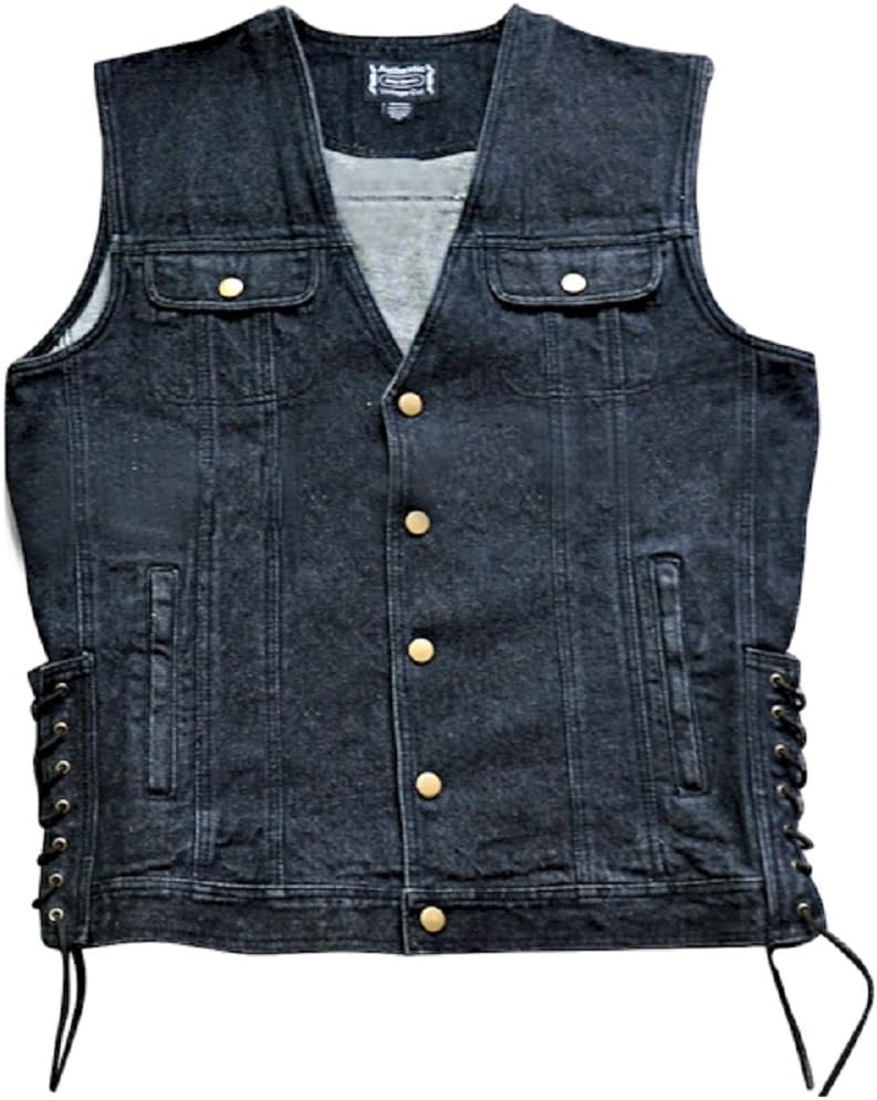 Black Denim Motorcycle Vest