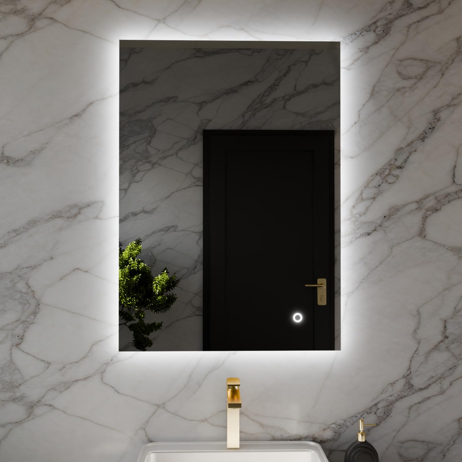 Harper & Harlow Auriga Illuminated LED Bathroom Vanity Mirror, 500x700mm, IP44, Adjustable Light Colour, Memory Function, Touch Control, Dimmable, Anti-Fog Demister, Landscape or Portrait Mounting