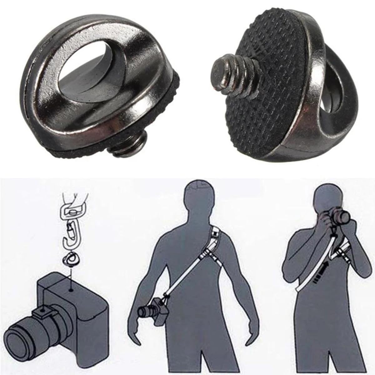 vis Adaptateur pour Sangle Appareil Photo et Caméra, Support à Vis 1/4" 3 Pcs Tokaneit