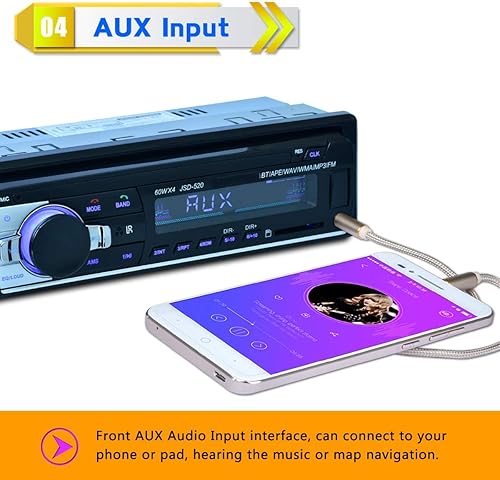 Miniatura 5 de Eaglerich Radio FM estéreo de 12 V, reproductor de audio MP3, teléfono Bluetooth integrado con puerto USB SD MMC, radio para coche, Bluetooth en el